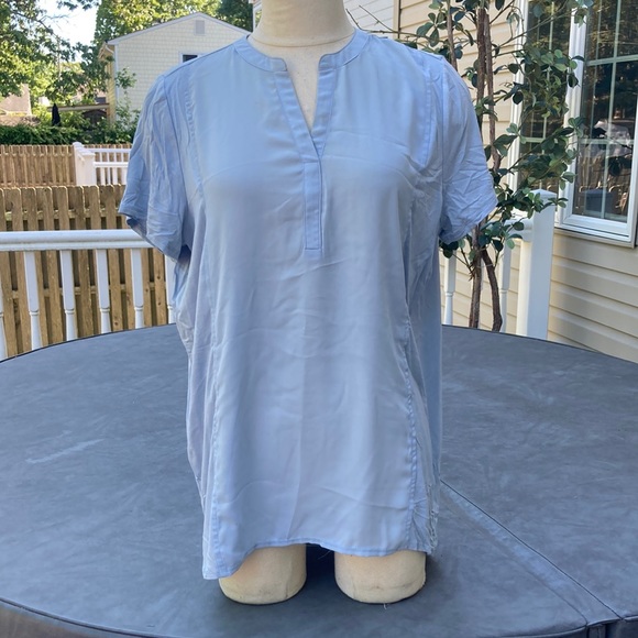 ⚜️Attention Baby Blue Dressy Casual Short Sleeve Blouse! - Picture 1 of 5